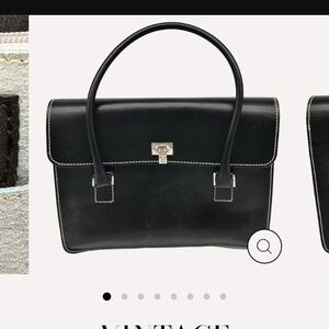 Classic Black Leather Satchel Handbag